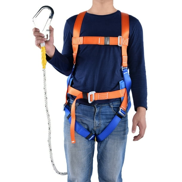 Tebru Aerial Work Fall Protection Full Body Safety Harness Adjustable Belt With Hook, Full Body
