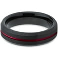 thumbnail image 2 of P. Manoukian Tungsten Wedding Band Ring 6mm for Men Women Red Black Beveled Edge Brushed Polished Center Line Lifetime Guarantee Size 14, 2 of 4