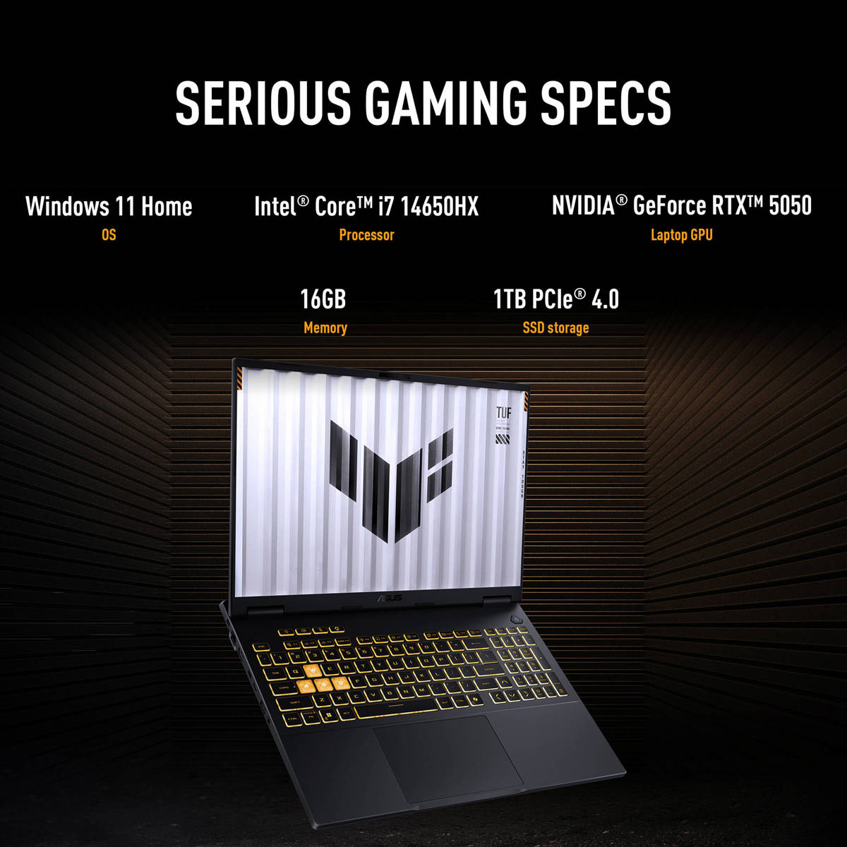 ASUS TUF F16 16" FHD+ WUXGA 165Hz IPS Gaming Notebook Intel Core i7-14650HX 16GB RAM 1TB SSD NVIDIA GeForce RTX 5050 Jaegar Gray