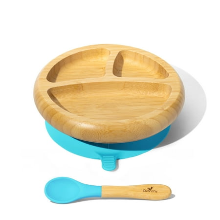 Baby Divided Plate   Spoon | Bamboo & Silicone