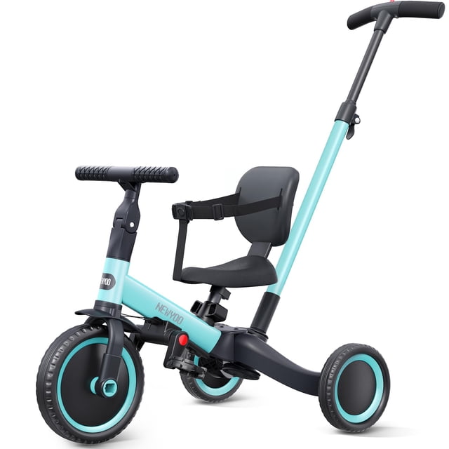 Triciclo newyoo TR007 para 1 a 3 años con mango de empuje para padres, color azul