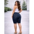 thumbnail image 3 of LA BONITA Women's Premium Plus Size Blue Denim Jeans Shorts Stretch, 3 of 11
