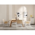 thumbnail image 3 of Guyou Rattan Dining Chairs Set of 4, Mid Century Modern Linen Upholstered Dining Room Armchairs, Farmhouse Wooden Kitchen Chairs with Cane Back and White Hardwood Frame for Living Room, Beige, 3 of 11