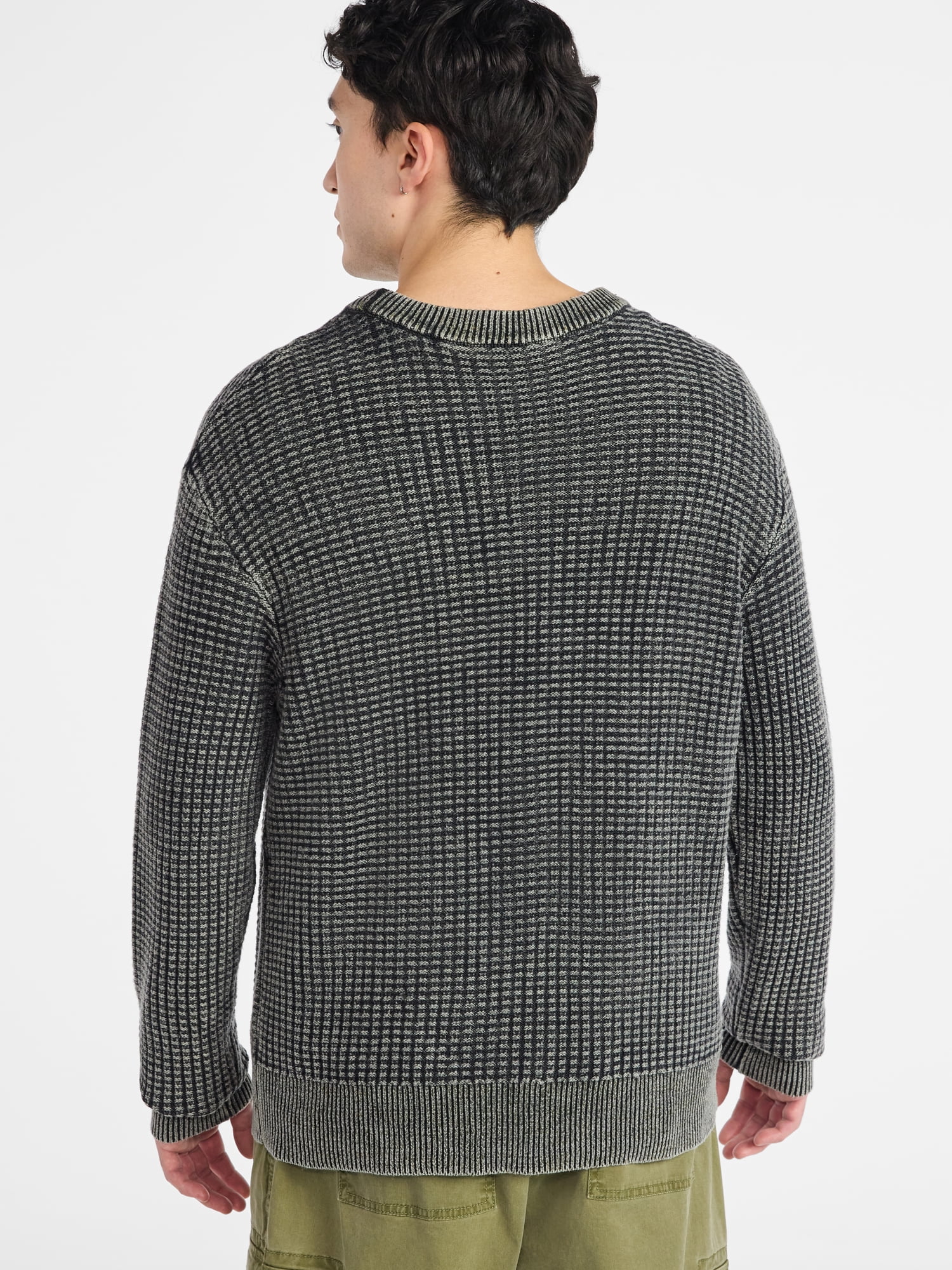 No Boundaries Men's & Big Men's Thermal Stitch Crewneck Sweater, Midweight, Sizes XS-3XL