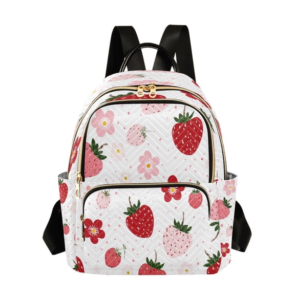 Quilted Backpack Fashion Backpack 10.23*5.11*12.59 Inch Women's Fashion Backpack Picnic Shopping Travel Out Sports backpack Cute Strawberries