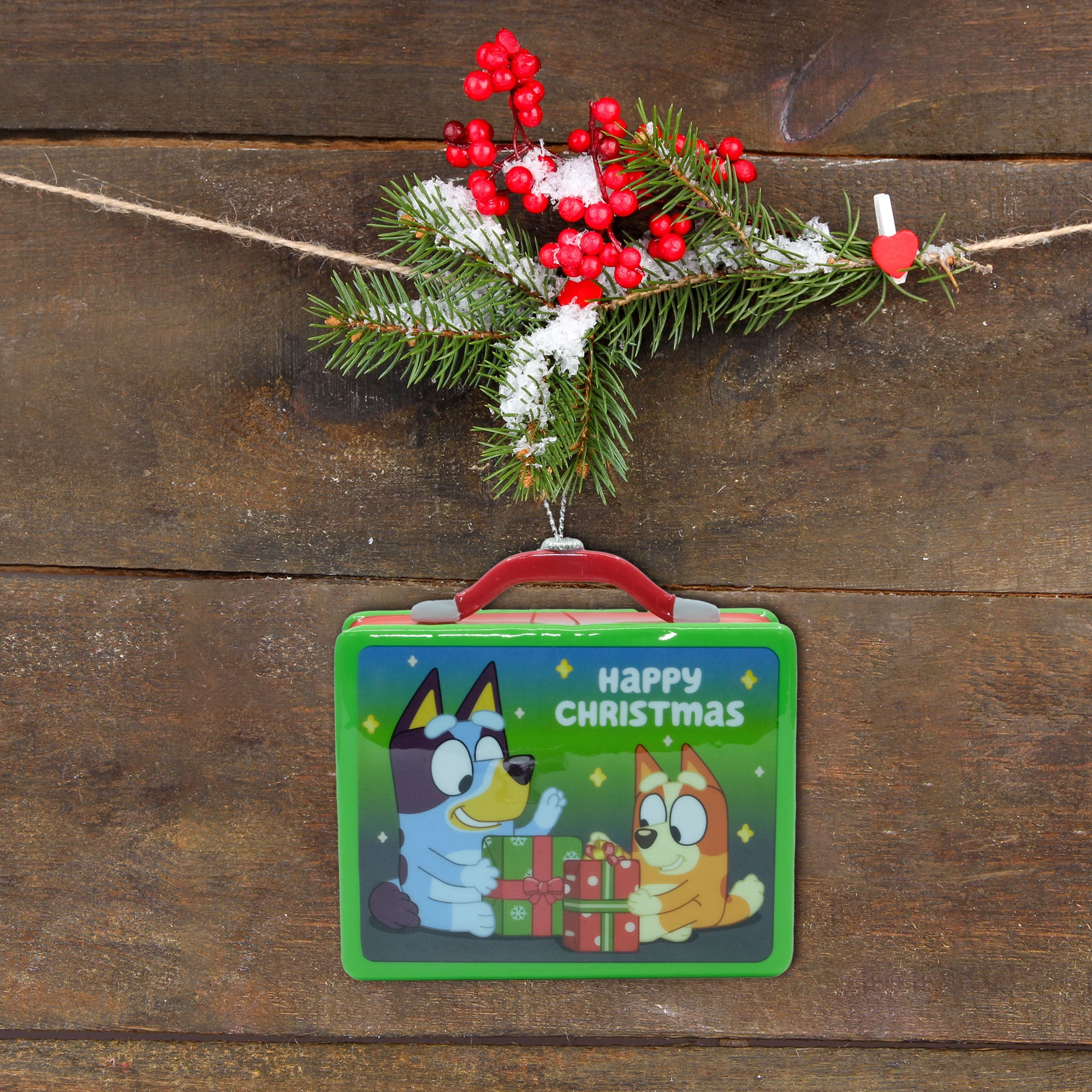 Bluey Happy Christmas Tin Lunch Box Figural Christmas Tree Ornament