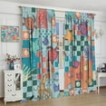 thumbnail image 4 of Ocean Curtains Colorful Geometric Pattern Ocean Animals Sea Turtle Fish Bedroom Living Room Bathroom Blackout Rod Pocket Decoration Window Drapes 2 Panels W21xL63in, 4 of 6