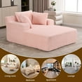 thumbnail image 6 of Oversized Chaise Longue Chair Indoor, Modern Upholstered Corduroy Deep Seat Sofa Bed with Throw Pillows and Armrests, Sleeper Sofa Couch for Living Room, Bedroom Apartment, 6 of 7