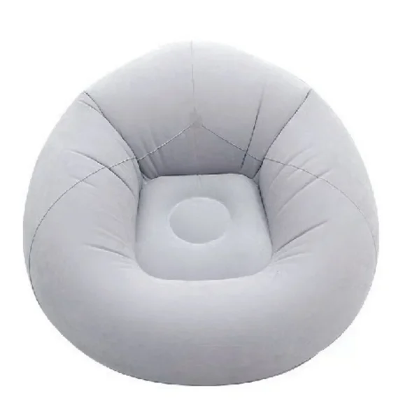 Inflatable Air Sofa Lounger Portable Round Inflatable Lounger Chair Grey for Indoor Outdoor Camping Patio Bedroom Backyard Lightweight Foldable