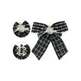 thumbnail image 3 of INSPIRE CHIC Women's Pre-Tied Neck Tie Ribbon Plaid Bowknot Brooch Pin with Rhinestone for Party 12 13cm/4.7" 5.1" Black, 3 of 5