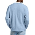 thumbnail image 5 of Domuza Men's Waffle Henley Shirts Long Sleeve Button Knitted Textured T Shirt Spring Fall 2026 Fashion Loose Fit Comfy Basic Tops Light Blue L, 5 of 7