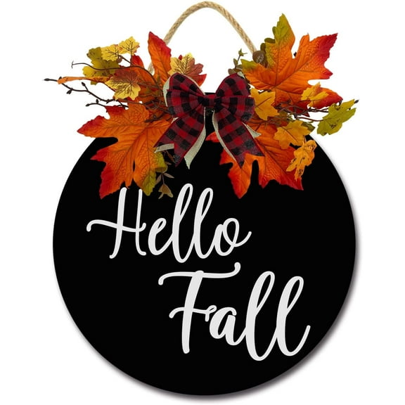 Eveokoki 12" Hello Fall Sign for Outdoor Indoor Sign, Farmhouse Wall Decor,Hello Fall Signs for Front Porch, Rustic Farmhouse Wood Porch Decorations Outdoor
