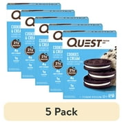 (5 pack) Quest Protein Bar, Cookies & Cream, 21g Protein, Gluten Free, 4 Count