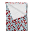 thumbnail image 2 of Northwoods Soft Flannel Fleece Throw Blanket, Cardinal Birds Perching Snow Covered Tree Branches Winter, Cozy Plush for Indoor and Outdoor Use, 50" x 70", Vermilion Pale Blue, by Ambesonne, 2 of 5