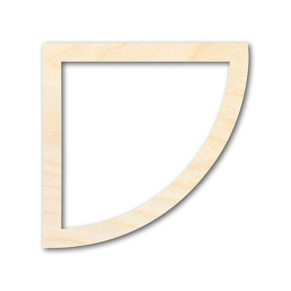 Unfinished Wood Quarter Circle Outline Shape 3" / 1/2"