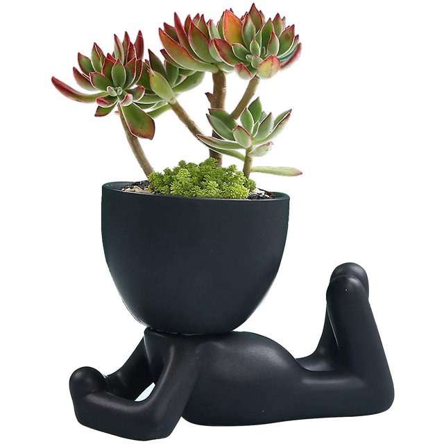 Florero al aire libre, maceta de resina humanoide, flor seca, decoración de jardín, jarrón Vintage, escultura facial