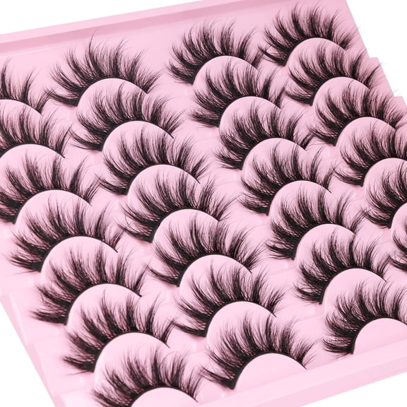 Lashes Wispy Faux Mink Lashes False Eyelashes Natural Look 16mm Eye Lashes 6D Volume Fake Lashes 14 Pairs