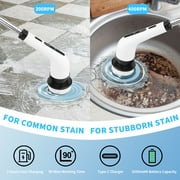 PHANCIR Electric Spin Scrubber, Cordless Shower Cleaning Brush with 9 Replaceable Brush Heads, Adjustable Handle for Bathroom, Tile Floor & Car, White