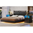 thumbnail image 4 of Set of 2 Black Nightstand with Charging Station & LED Lights, Modern End Side Table Storage Cabinet with 2 Drawers, Bedside Table for Bedroom Living Room, 4 of 9