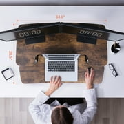 FitStand Home Office Height Adjustable Standing Desk Converter Special Walnut 35 U-Shape with Keyboard Tray