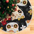 thumbnail image 5 of FMSHPON Halloween Cute Cat SkullsFlowers Xmas Christmas Tree Skirt Stand Mat for Holiday Party Decoration Indoor Outdoor 36 inches, 5 of 6