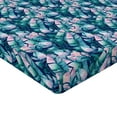 thumbnail image 4 of Ambesonne Tropical Fitted Sheet, Colorful Art Banana Leaves, King Size, Teal Pale Pink and Navy Blue, 4 of 5