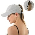 thumbnail image 7 of Womens Criss Cross Ponytail Baseball Cap Adjustable High Messy Bun Ponycap Quick Drying Hat, 7 of 7