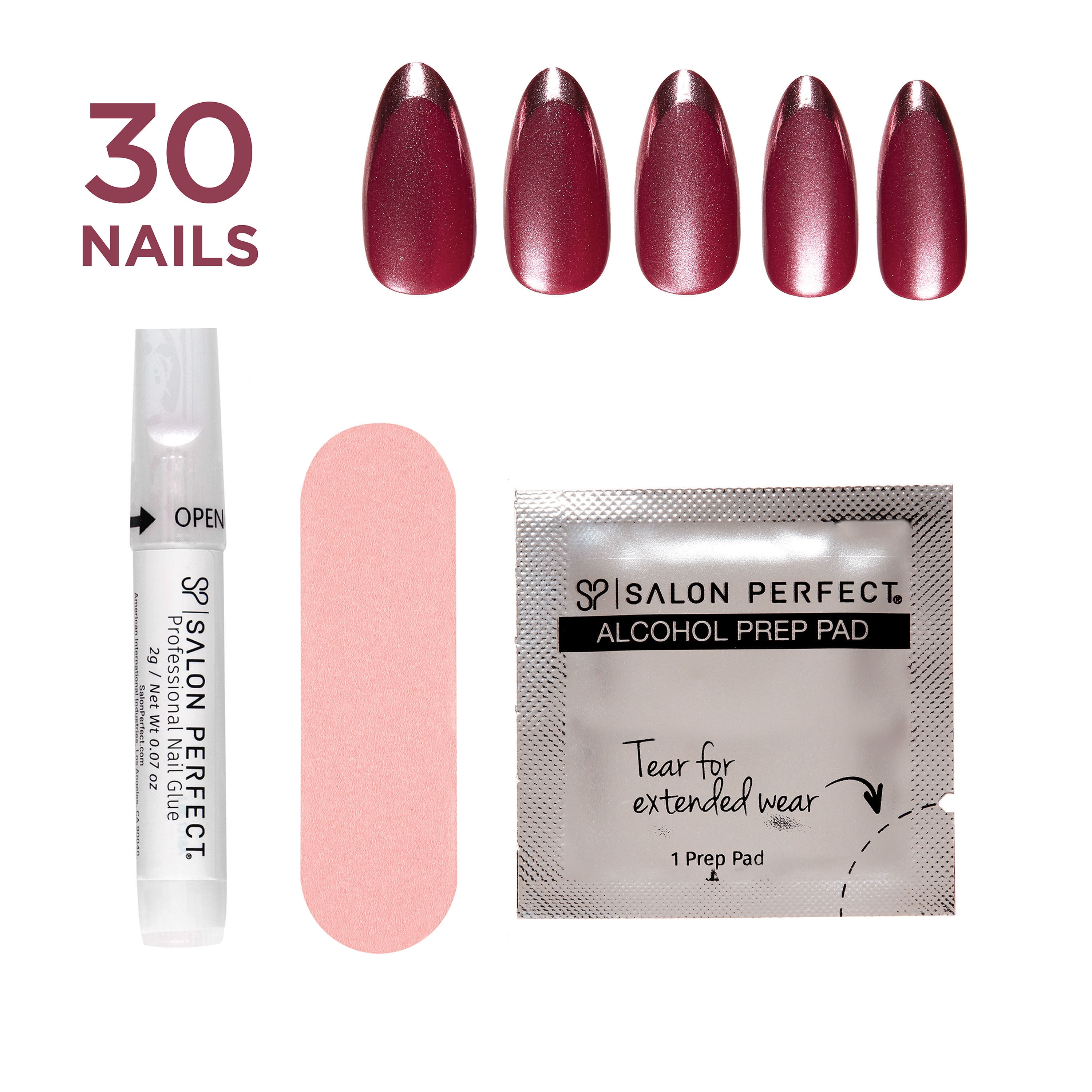 Salon Perfect Halloween Thrill Magnetic Medium Almond Press On Nails with Glue and File, French, 30 Pieces