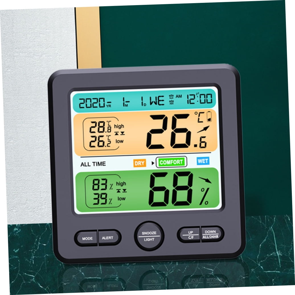 TABLZONE Digital Temperature & Humidity Meter Hygrometer, , Compact Black Design, Accurate Indoor Climate Monitor, 1 Set