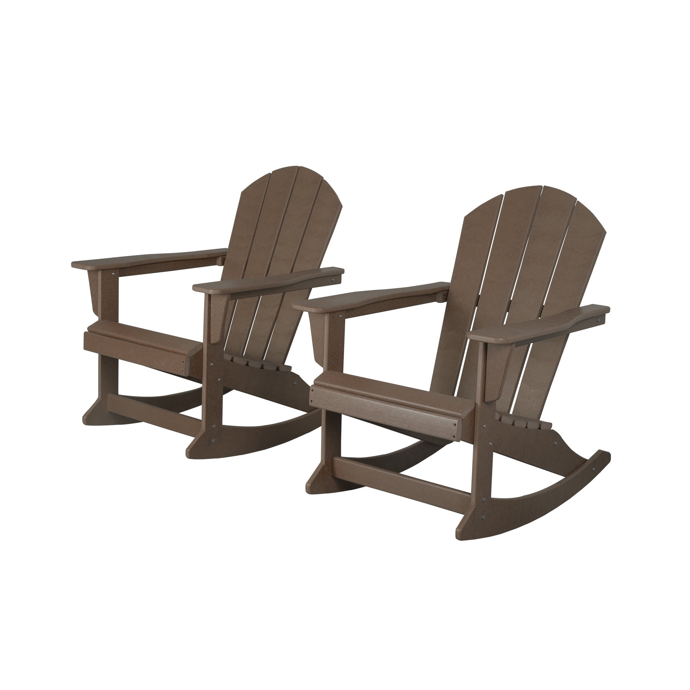 GARDEN Set of 2 - Plastic Outdoor Rocking Chairs for Patio Porch, Dark Brown