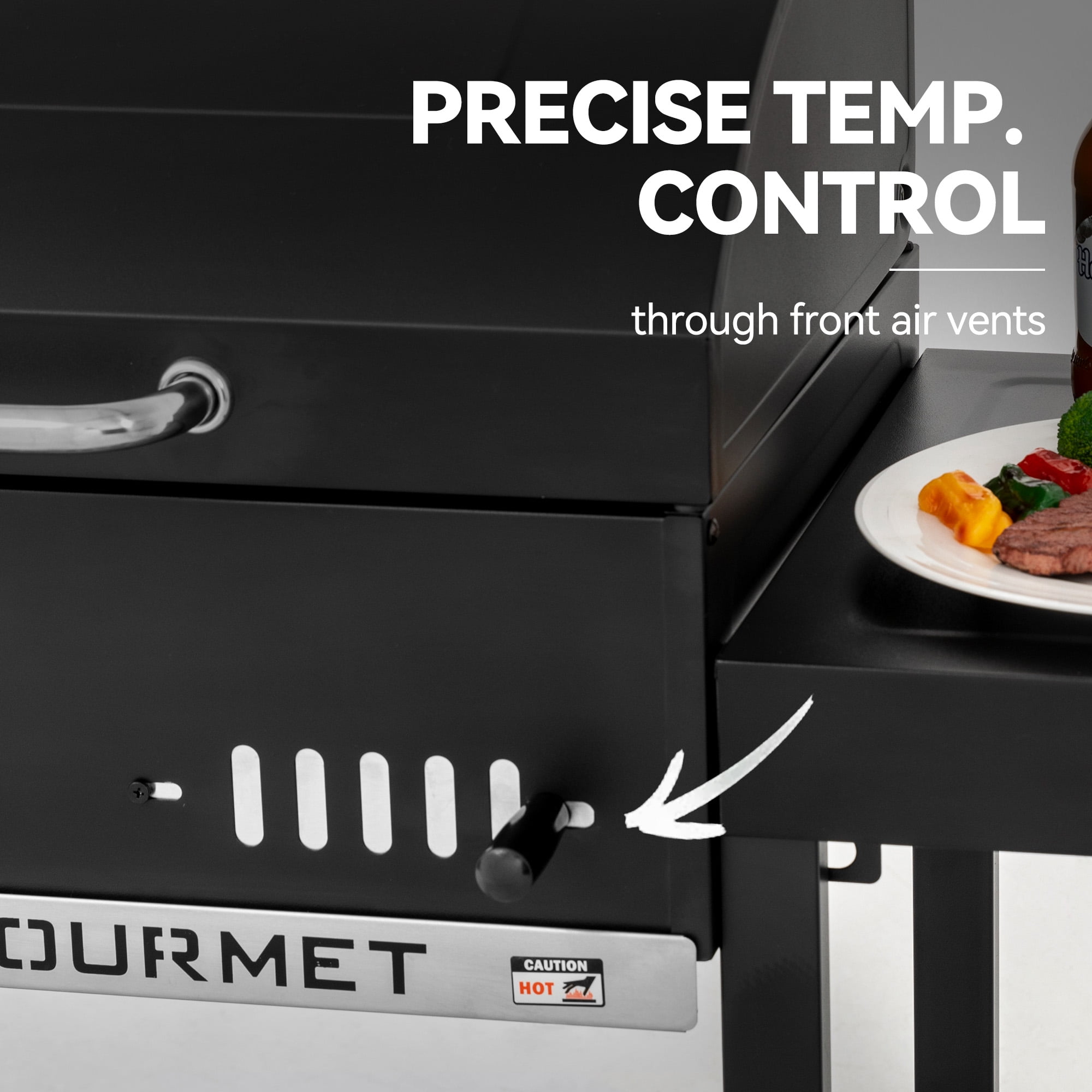 Royal Gourmet CD1824EH 24-inch Movable Charcoal BBQ Grill， Outdoor Cooking Grill with 2 Foldable Side Shelves，Black