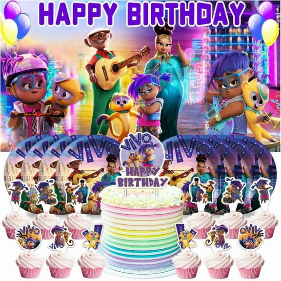 Vivo Plates Birthday Supplies Decorations Decor Backdrop Banner Cake Topper Fans