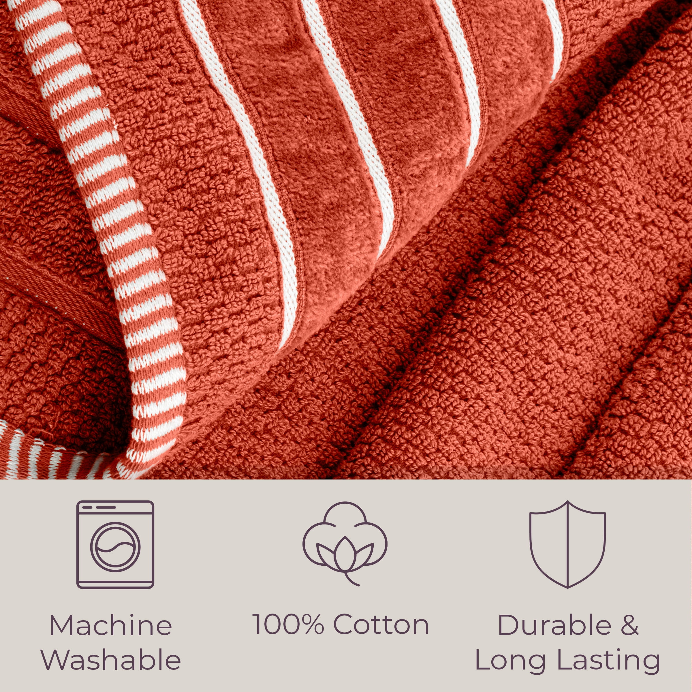 Somerset Home 6-Piece Combed Cotton Rice Weave Towel Set for Adult (Brick)