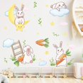 thumbnail image 2 of Un conjunto de pegatinas de pared de conejos, zanahorias, nubes y luna, calcomanías de pared para salas de estar, dormitorios, oficinas, decoración de pared, 2 of 5