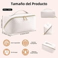 thumbnail image 2 of Bolsa de Cosméticos de Viaje de Gran Capacidad, Bolsa de Cosméticos Impermeable de Piel Sintética para Mujer, Bolsa de Maquillaje Portátil de Viaje con Asa y Divisor, Multifuncional, Moda, Blanco, 2 of 7