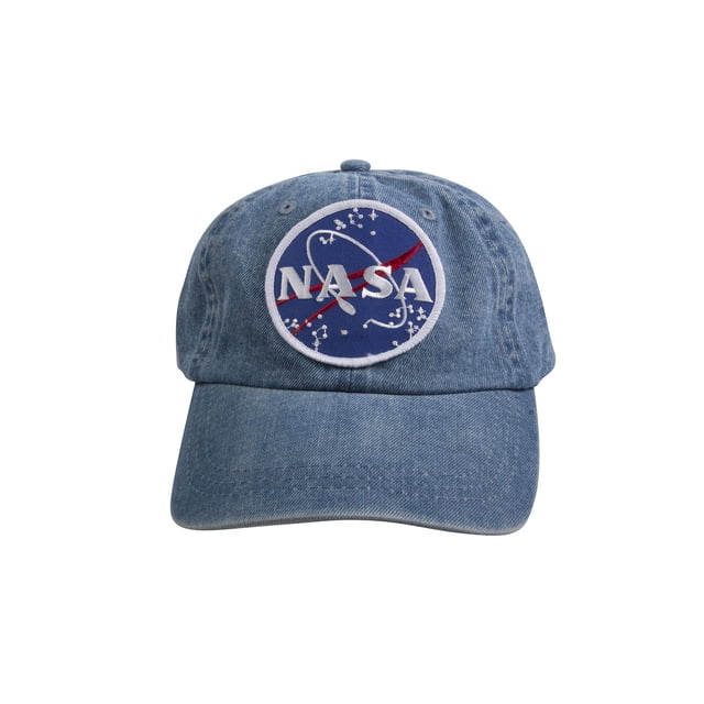 NASA Chapeau en Denim Lavé Profil Bas, Bleu Clair