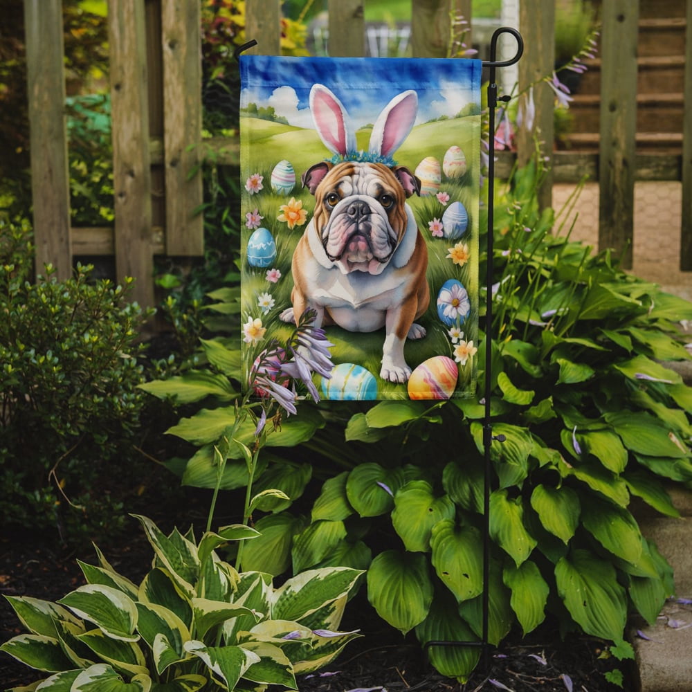 English Bulldog Easter Egg Hunt Garden Flag 11.25 in x 15.5 in
