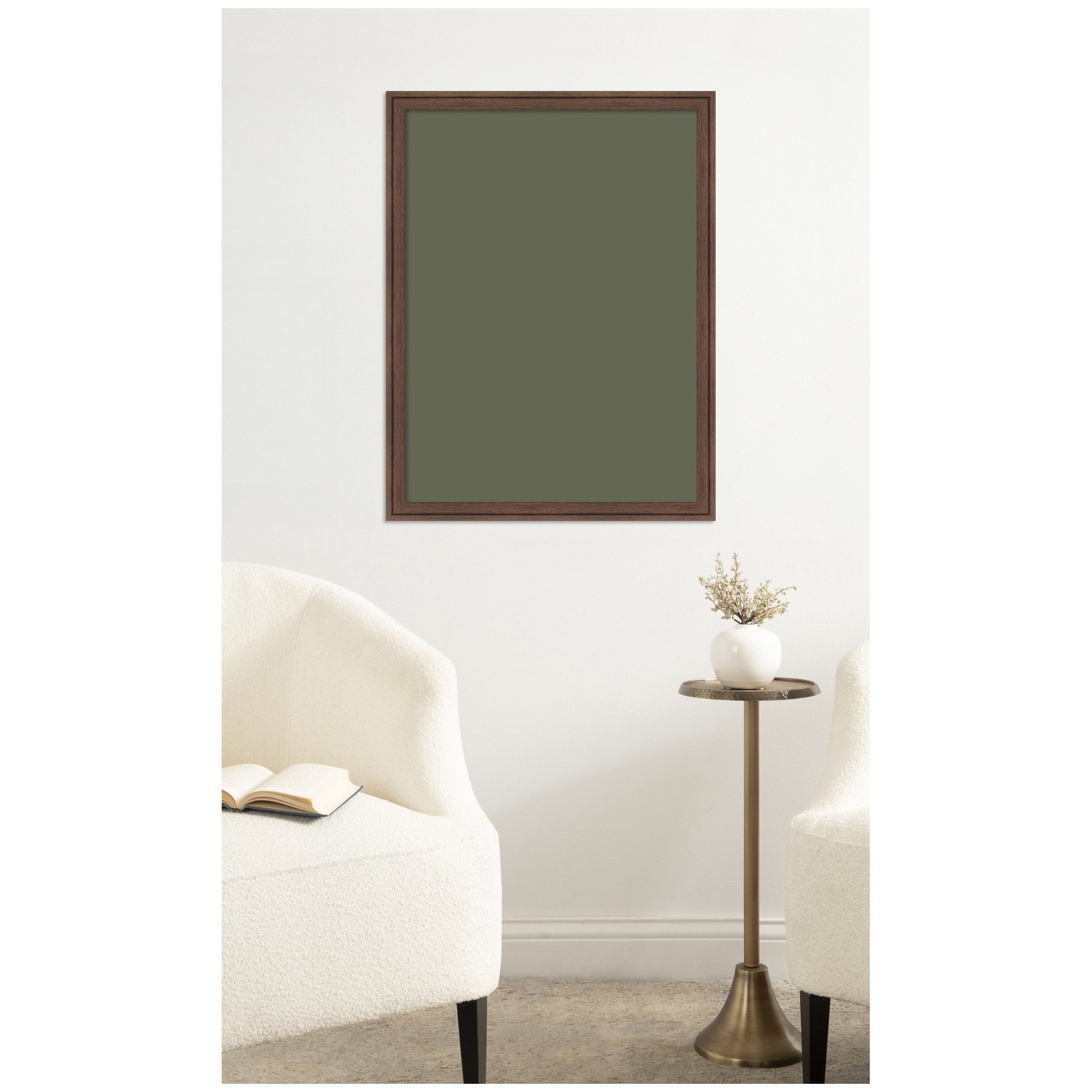 Kate and Laurel Framed Fabric Pinboard 20 x 26,  Printed Linen Classic Bulletin Board for Use as a Vision Board or Wall Organization, Florence Medium Brown Frame