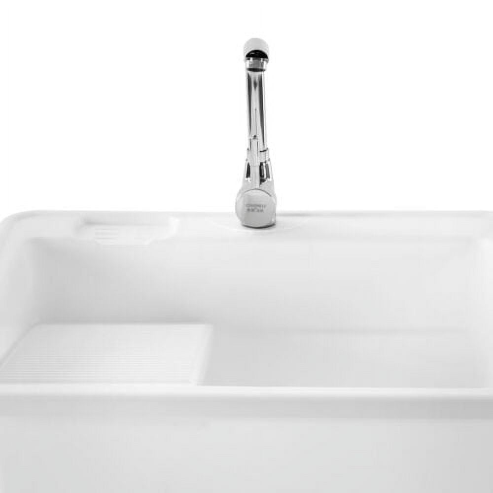 Freestanding Sink Utility Laundry Tub Wash Bowl Basin Hot Cold Faucet Washboard