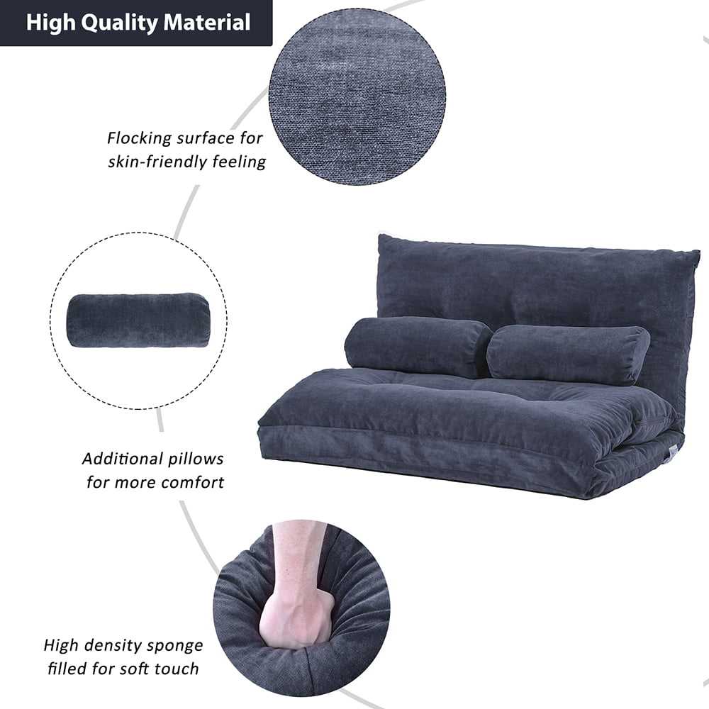Kepooman Futon Sofa, Adjustable Folding Sofa Bed with Two Pillows, Lounge Sofa for Home Hotel Kepooman Futon Sofa, Adjustable Folding Sofa Bed with Two Pillows, Lounge Sofa for Home Hotel