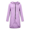 thumbnail image 4 of Fgnfyis Women Streetwear Zip Up Hoodie Long Lined Oversized Hooded Sweatshirt with Pockets for Winter Purple M, 4 of 9