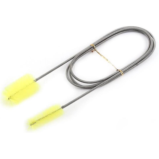 Cepillo de limpieza de tuberías flexibles para tuberías de agua, cabezal doble, tubo para pecera, resorte (limonero)