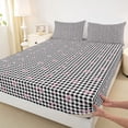 thumbnail image 4 of Erosebridal Pink Princess Bowknot Queen Sheet Sets,Black Classic Geometric Plaid Bed Set For Teens 4 Pieces, 4 of 6