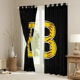 thumbnail image 3 of Feelyou Cartoon Baseball Print Curtains Pack of 2 (42x84 Each), Monogrammed B Curtains Blackout, Black Gold Stripes Abstract Bedroom Curtains, Window Curtains Home Decor, 3 of 6