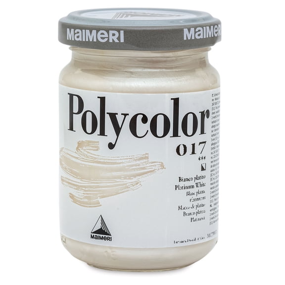 Maimeri Polycolor Vinyl Paints - Platinum White, 140 ml Jar