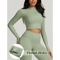 thumbnail image 4 of FEOYA Womens Athletic Jackets Slim Fit Ladies Lightweight Yoga Sportwear Long Sleeve Workout Full Zip Running Crop Top Active Track Jacket with Thumb Holes L Green, 4 of 7