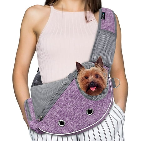 Hgudesign Dog Sling Carrier for Small Dogs  Puppy Carrier Sling se  Dog Bags For Traveling  Carrying Bag to Wear Medium   Adjustable Crossbody Pet Sling Travel  Poop Bag Dispenser  Max 5 lbs  Black