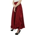 thumbnail image 5 of Phagun Women's Cotton Ruffled Self Belt Solid Magic Wrap Hippie Skirt-Maroon, 5 of 7