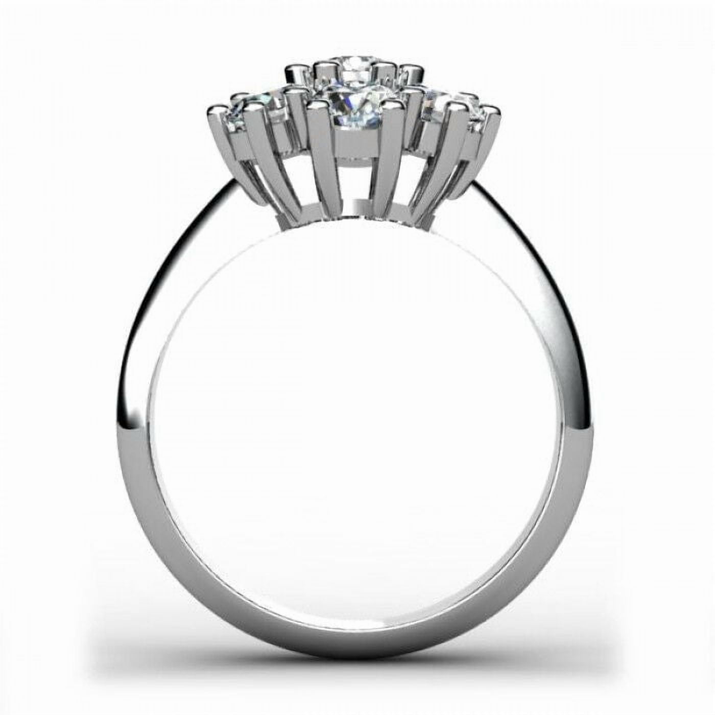 HeartsAndYou 1ct Round Cut Moissanite Flower Cluster Engagement Ring for Women 18k White Gold Over Silver