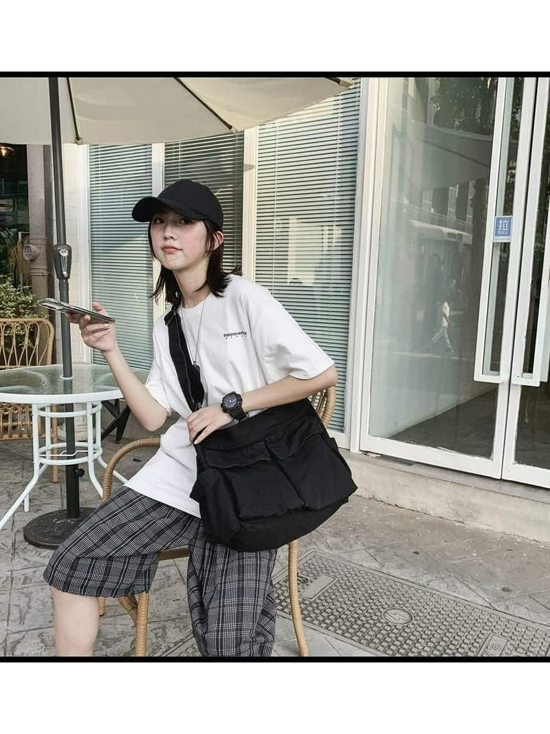 SikaFu Canvas Messenger Vintage Bag Letter Pattern Crossbody